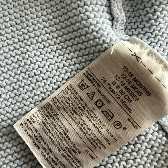 Baby Gap Light Blue Brennan Knit Bear Ear Hooded Sweater - Picture 6 of 6